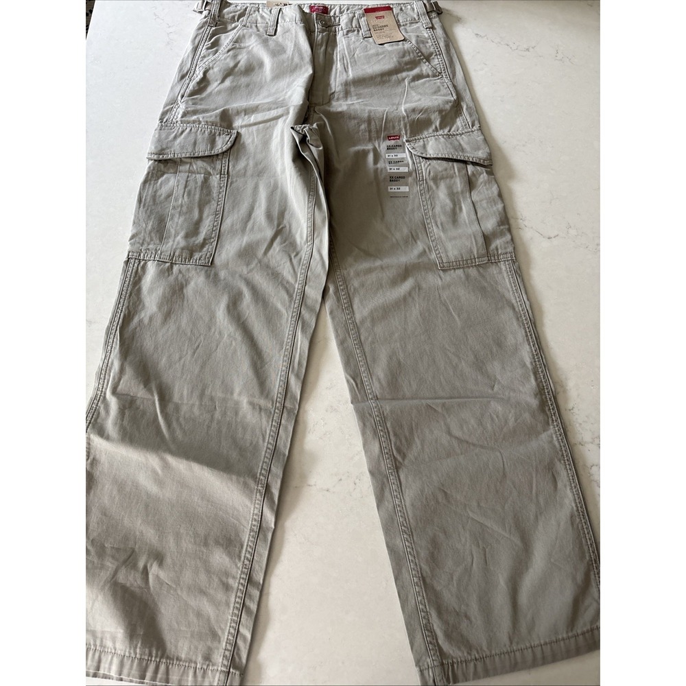 Levi's Mens XX Baggy Cargo Pants Size 31x32 Gray Khaki 100% Cotton Y2K Retro New